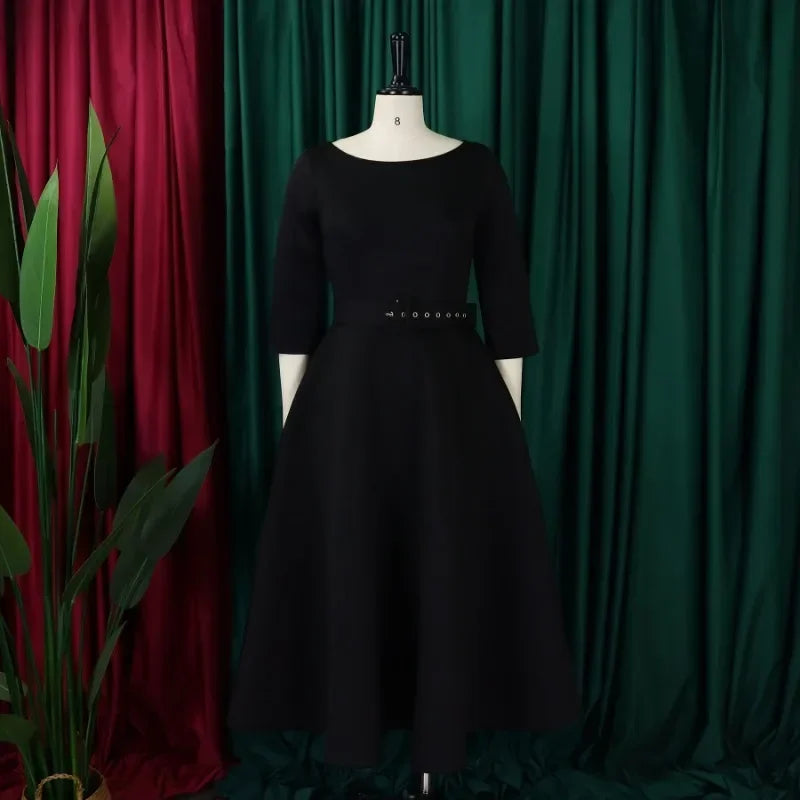 Amay Elegant African Party Evening Dresses for Women Spring Fashion African 3/4 Sleeve Polyester Dress With Belt Africa Clothing