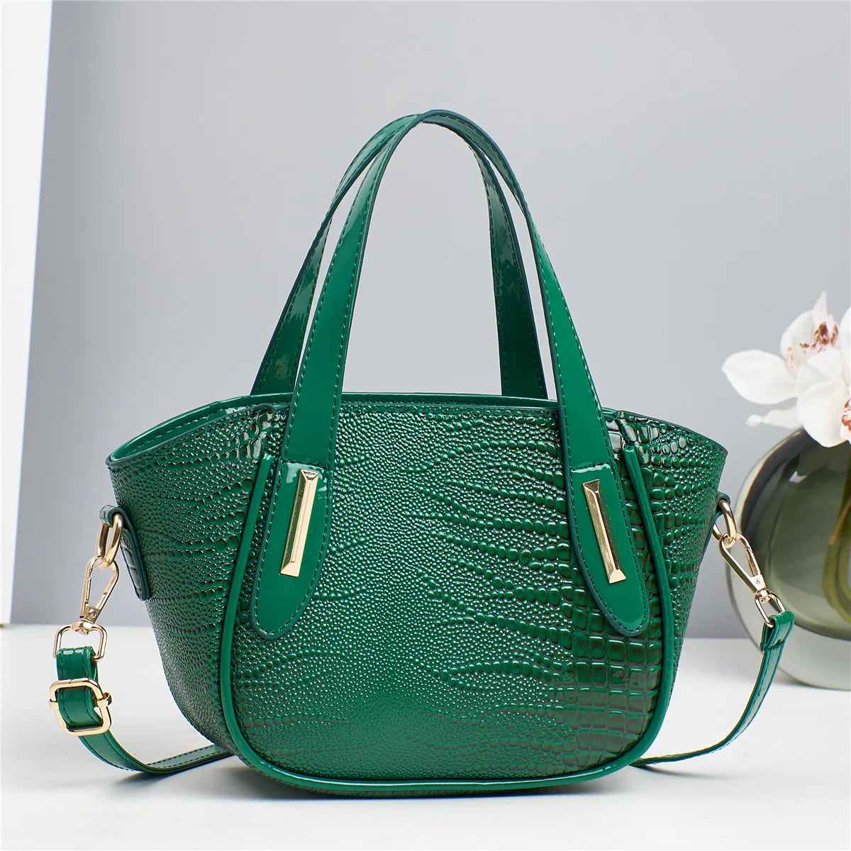 Maxy New Stone Pattern Splicing Handbag Fashion and Versatile Large Capacity Single Shoulder Crossbody hand bag ladies Crocodile patt