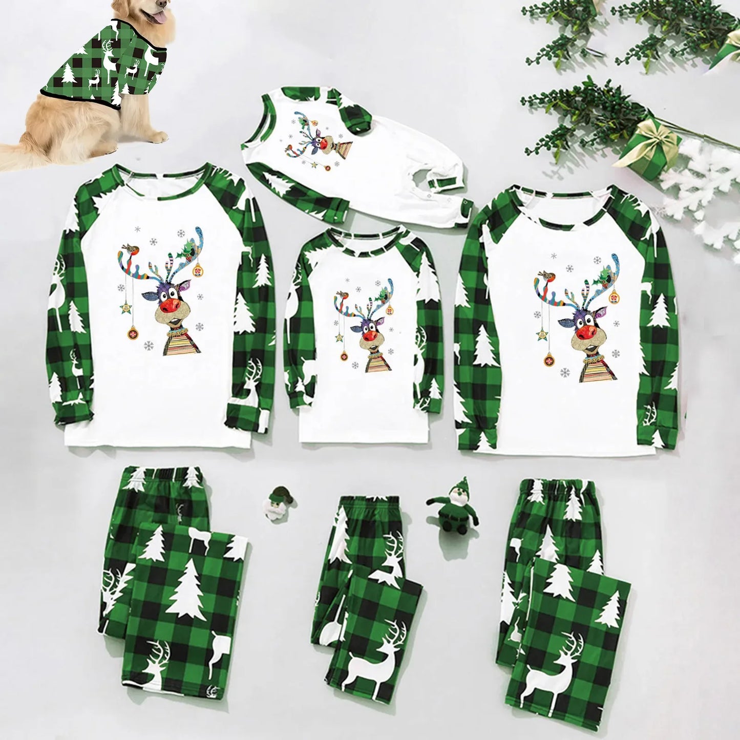 Merry Christmas Family Matching Pajamas Set Mother Father Kids Elk Clothes Baby Rompers Family Look Sleepwear Pyjamas Xmas Gifts