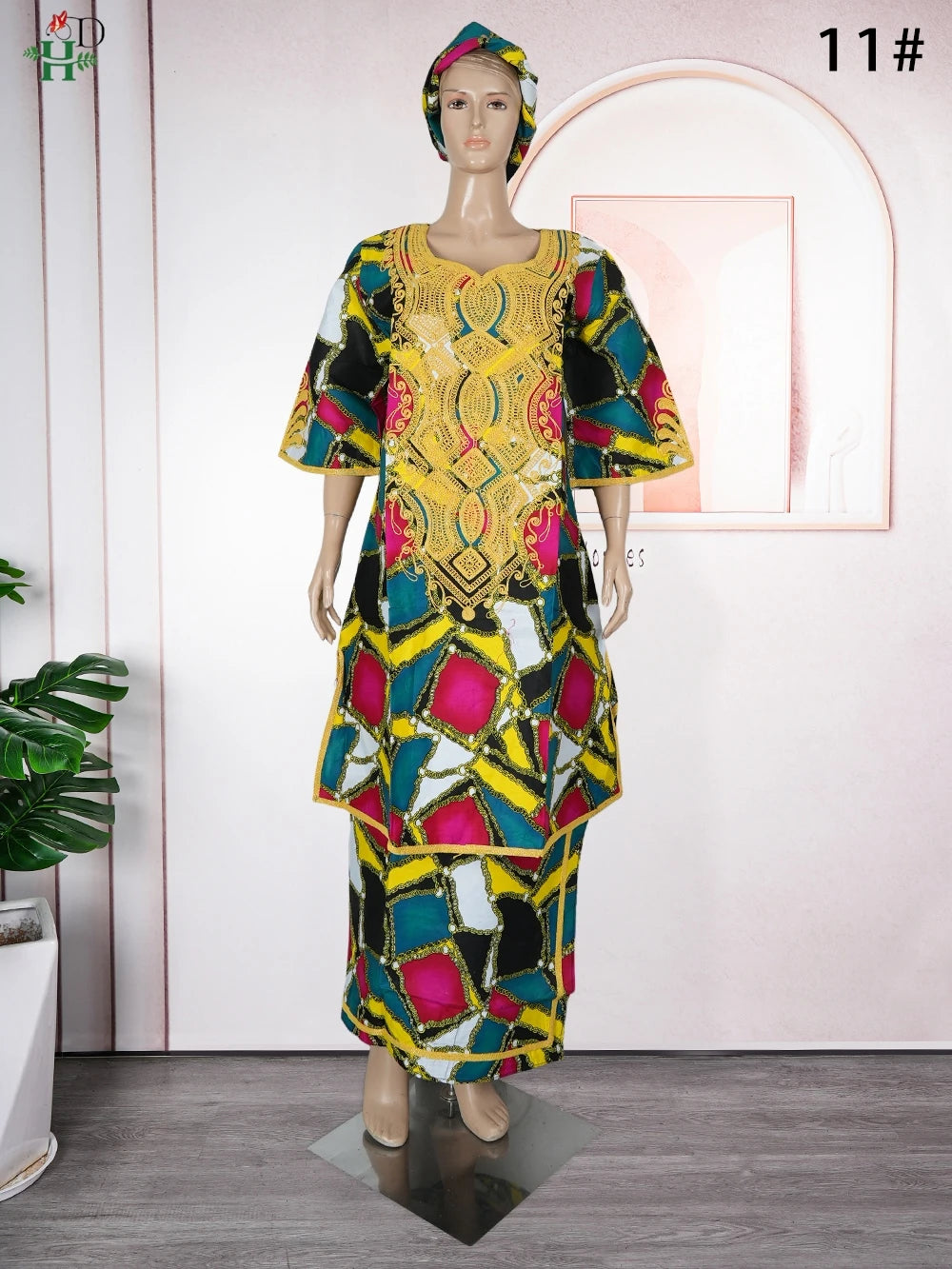 Maxy H&D African FOR Women Traditional Outfit Dashiki Wax Dresses Plus Size Embroidery Robe Party Evening Gown Turkey Clothing