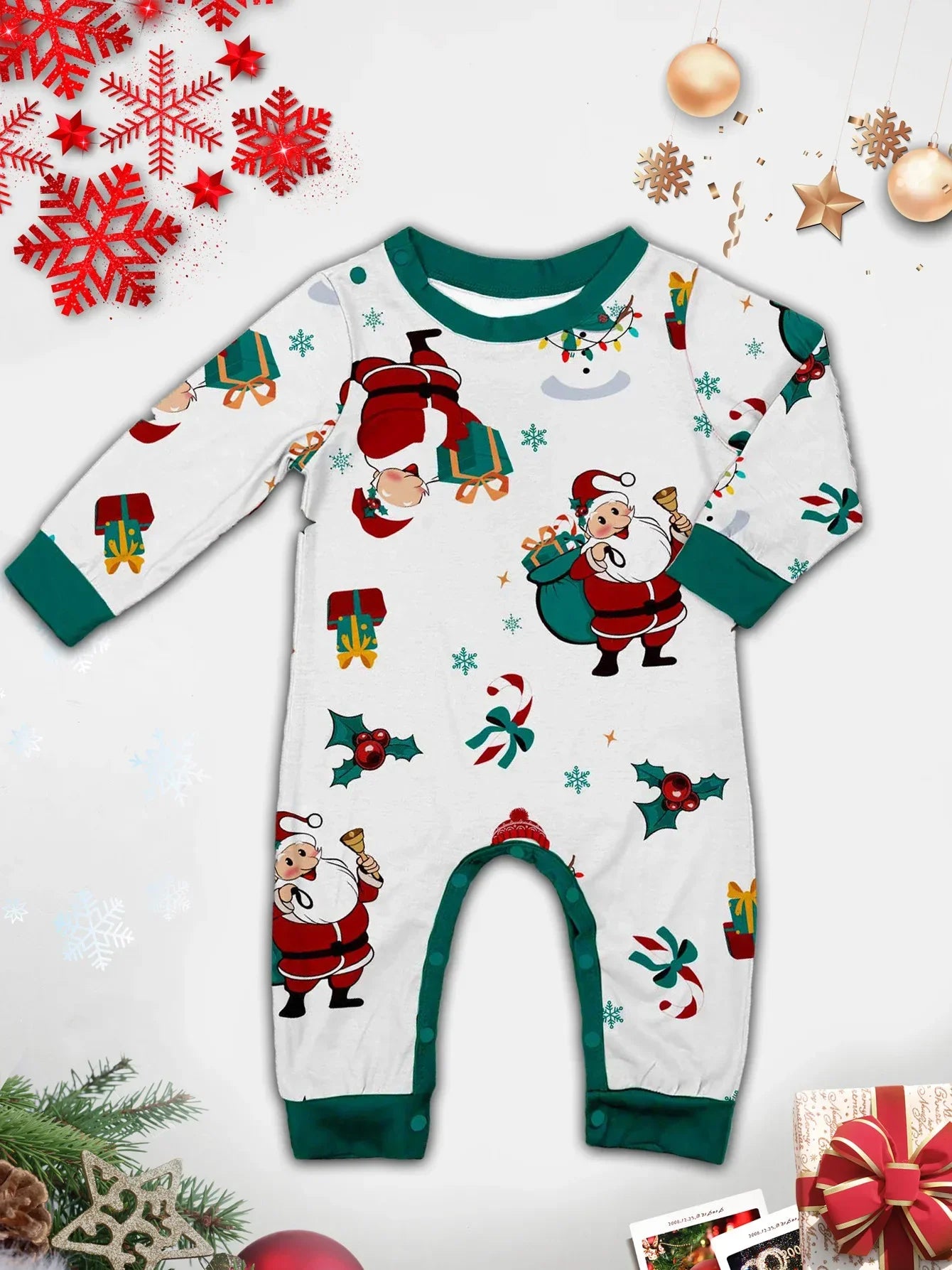 Maxy Christmas Family Look Cartoon All Over Print Pajamas Set Parent-child Matching Clothes 2 Pcs Suit Sleepwear Baby Dog Romper