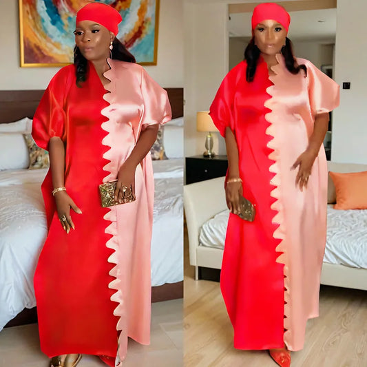 Maxy New Clothes for Women Dashiki Ankara Dashiki Wedding Party Dresses with Headscarf Boubou Headties Africa Plus Size