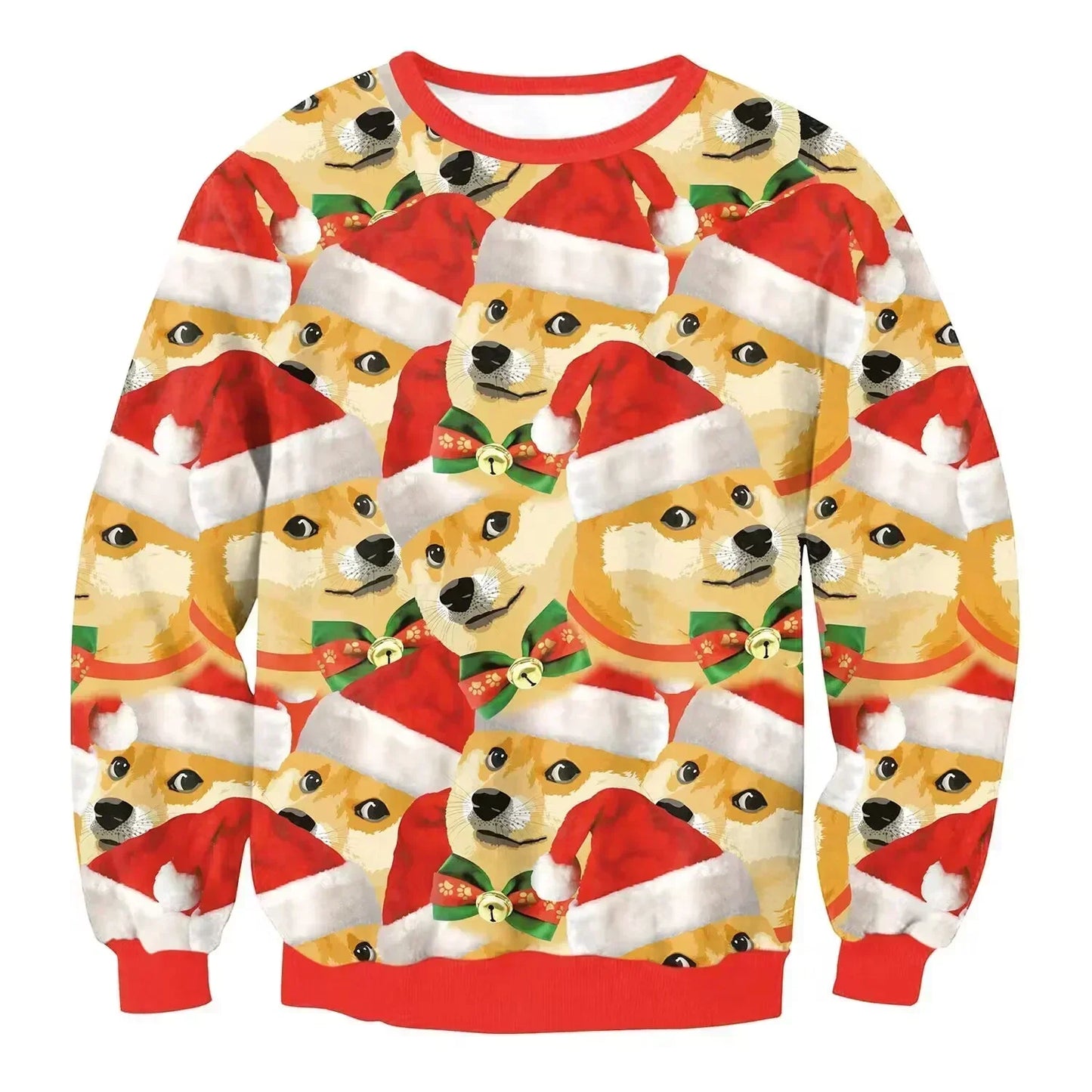 Christmas Pullovers Sweaters for Men Christmas Reindeer 3D Printed O-Neck Sweater Top Couple Clothing Holiday Party Sweatshirts