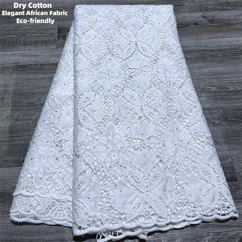 Maxy Pink Dry Cotton Lace Fabric High Quality 5 Yards Embroidered Lace Swiss Fabric Women Dress for Party A3851