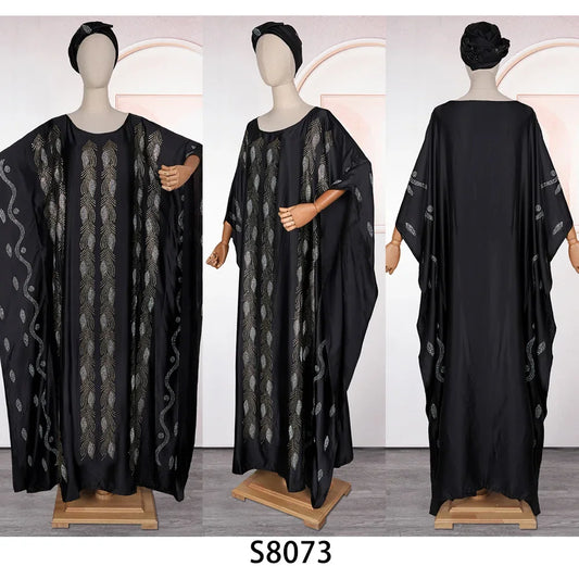 Maxy Plus Size African Dresses for Women Autumn African Half Sleeve Polyester Party Evening Long Maxy Dress Outfits Africa Clothing