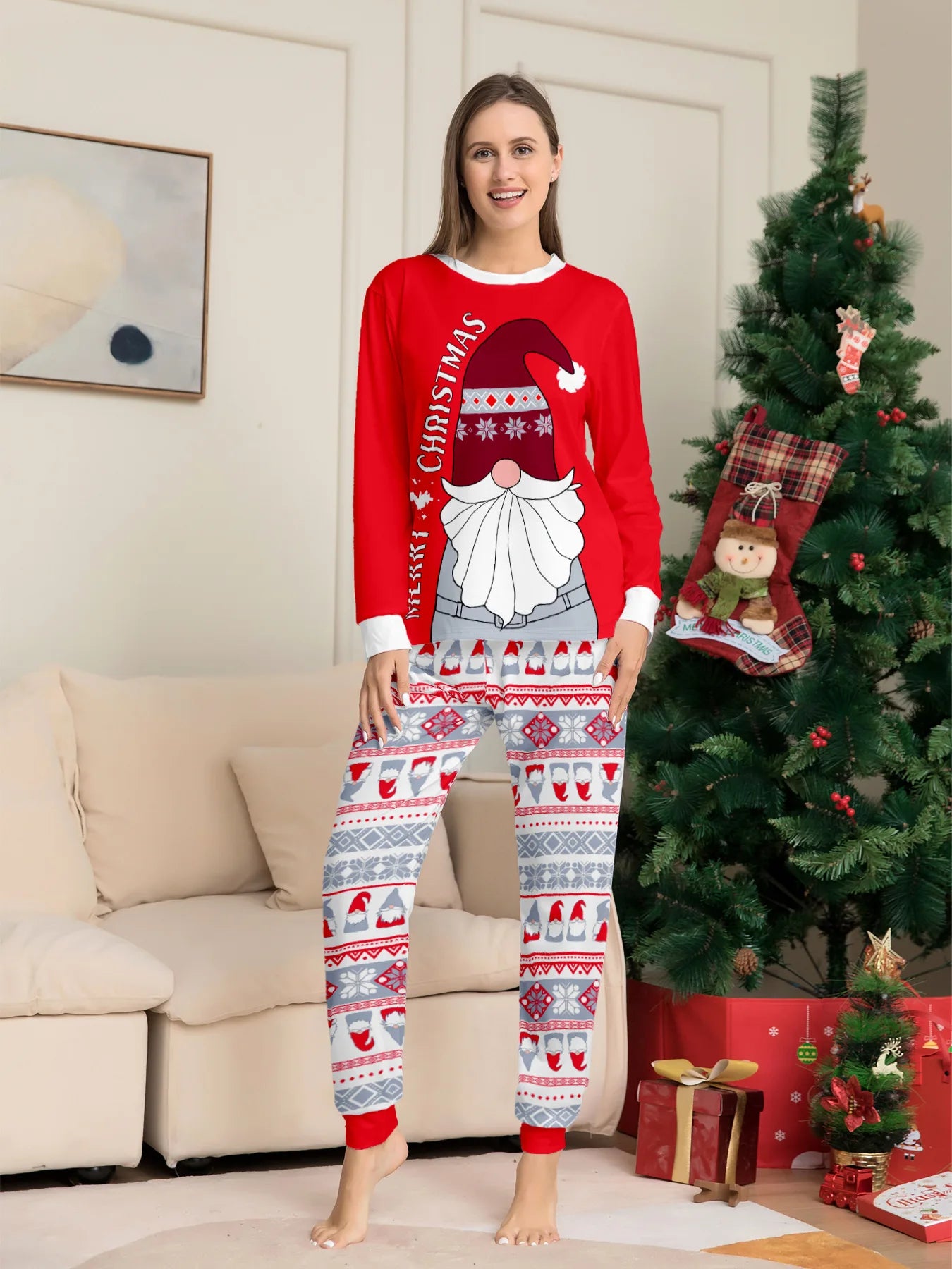 Family Matching Outfits Christmas Pajamas Set Santa Claus Print Adult Kids Dad Mother Baby Clothes Tops+Pants Xmas Sleepwear