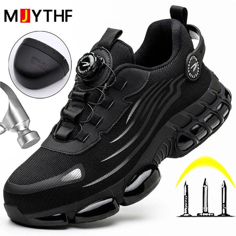 Visco Rotating Button New Safety Shoes Men Anti-smash Anti-puncture Work Shoes Fashion Men Sport Shoes Security Protective Boots Men