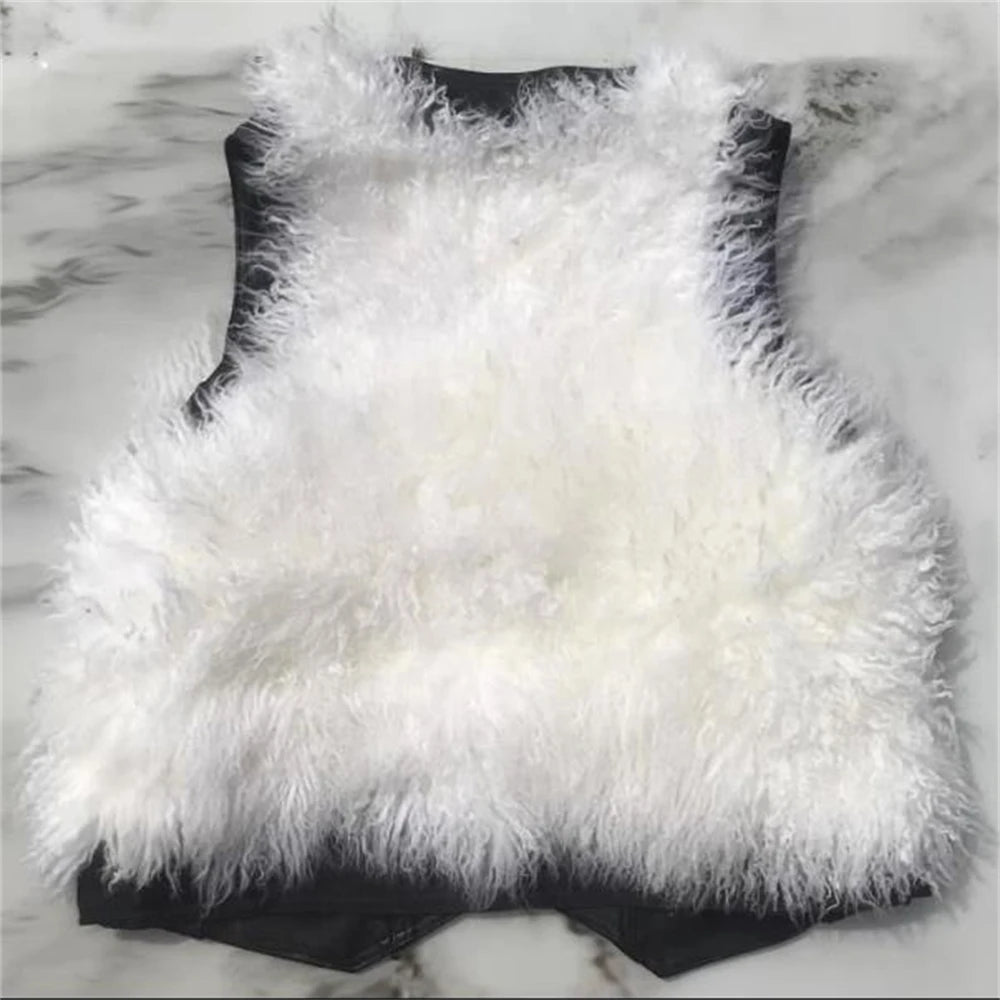 Visco Man Autumn Hot Sale V-neck Black Single Breasted Thick 100% Sheepskin Fur Vest Male Winter Hot Sale Warm Sheepskin Fur Vest