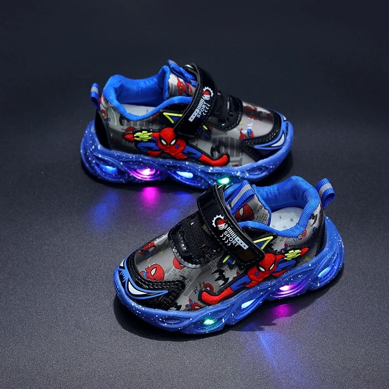 Maxy Spring Autumn Led Light Shoes Casual Sneakers Kids Girls Cartoon Spiderman Boys Children Breathable Toddler Sport Running Shoes