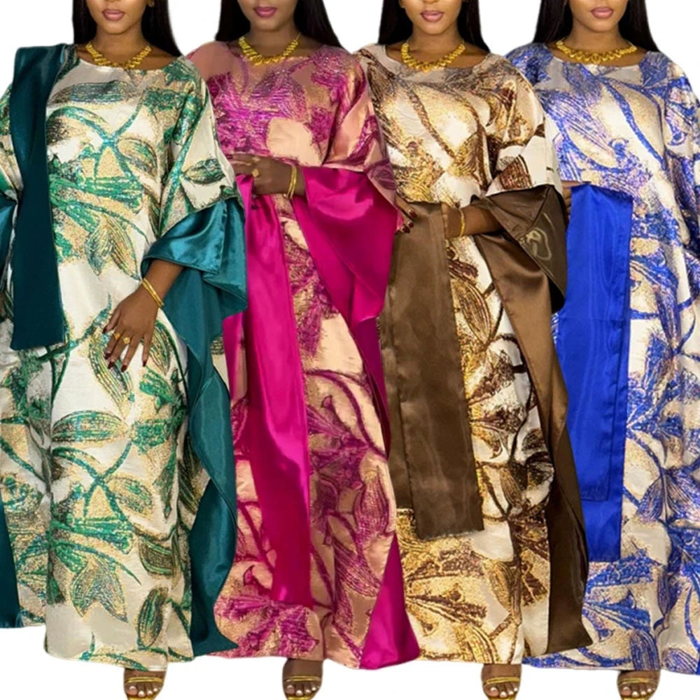 Maxy Plus Size Party Long Dresses for Women New Dashiki Ankara Sequin Evening Gowns Turkey Outfits Robe Clothing