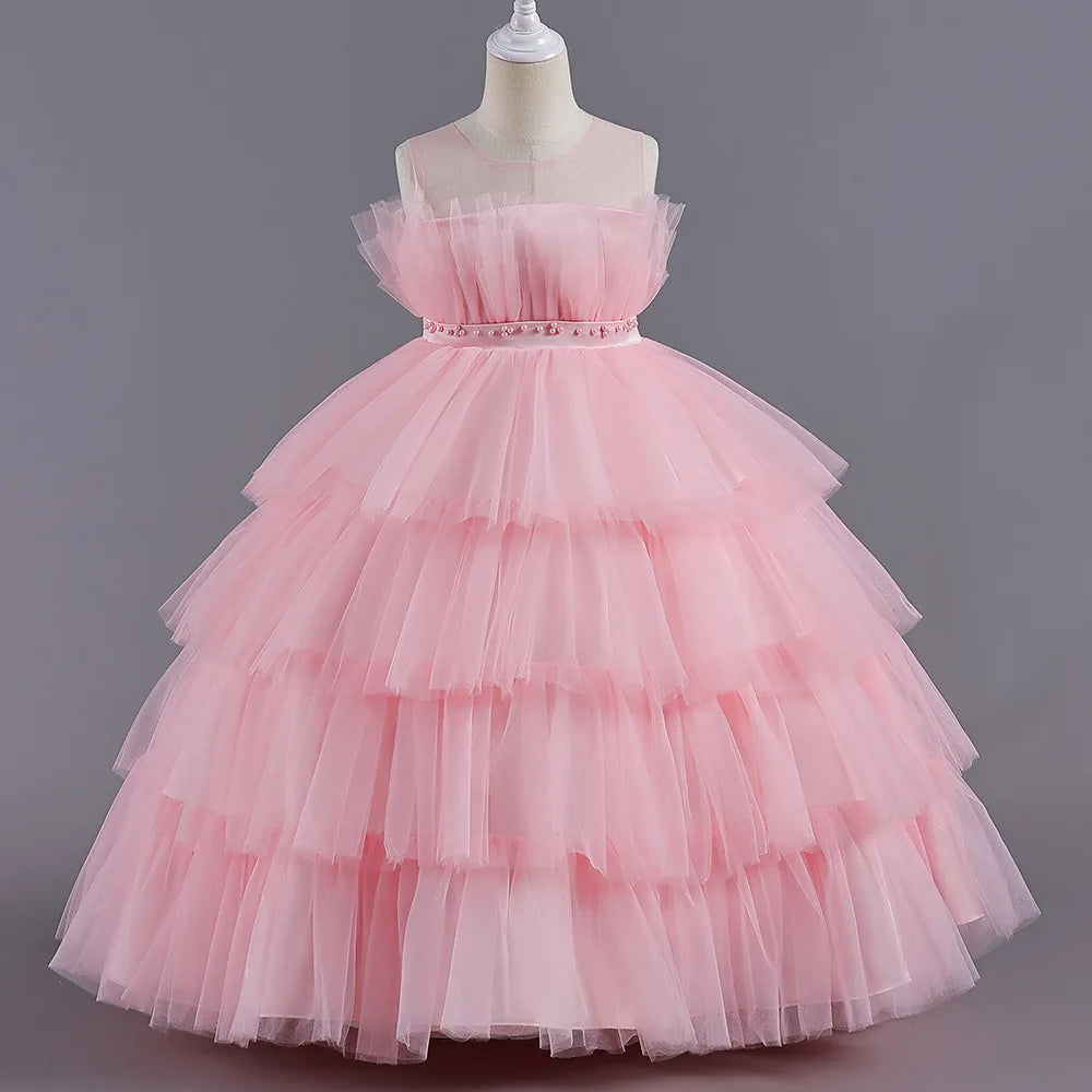 Maxy Princess Party Dress Wedding Birthday Kids Christmas Ceremonies Dresses Flowers Sequined Vestidos De Gala Vestido Adolescente 12 Años