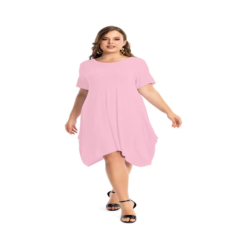 Amay Modal Cotton Nightgowns For Women Plus Size Short Sleeve O Neck Lounge PJS Pajama Dress 7XL 6XL 5XL Black White Red Sleepwear