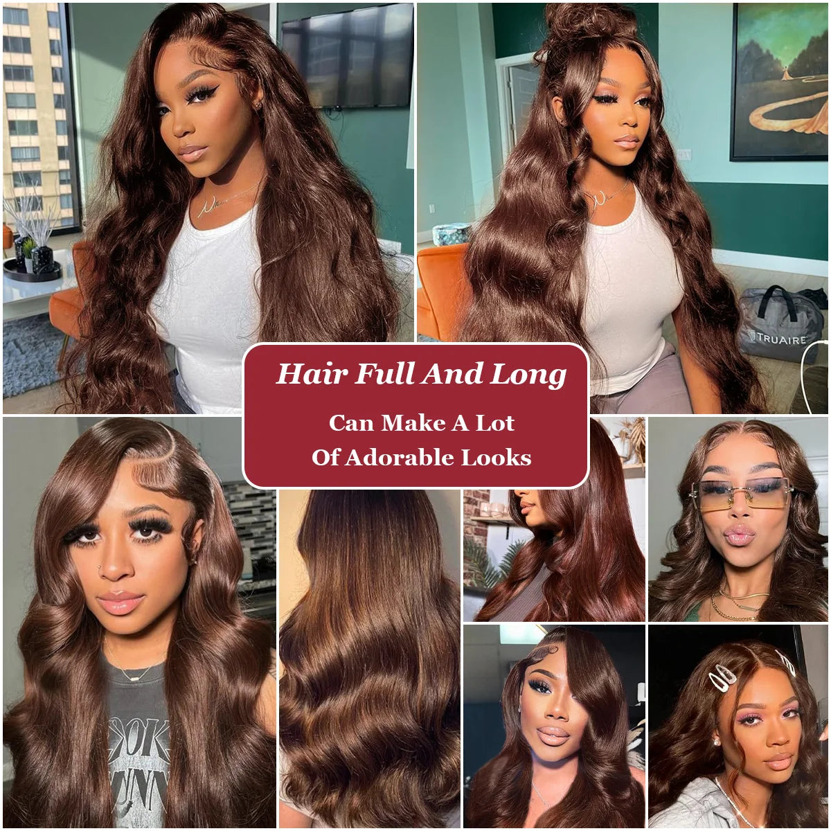 Maxy 40 Inch #4 Chocolate Brown 200% Density Body Wave 13*4 13*6 HD Transparent Lace Frontal Wig Brazilian Human Hair Wigs For Women