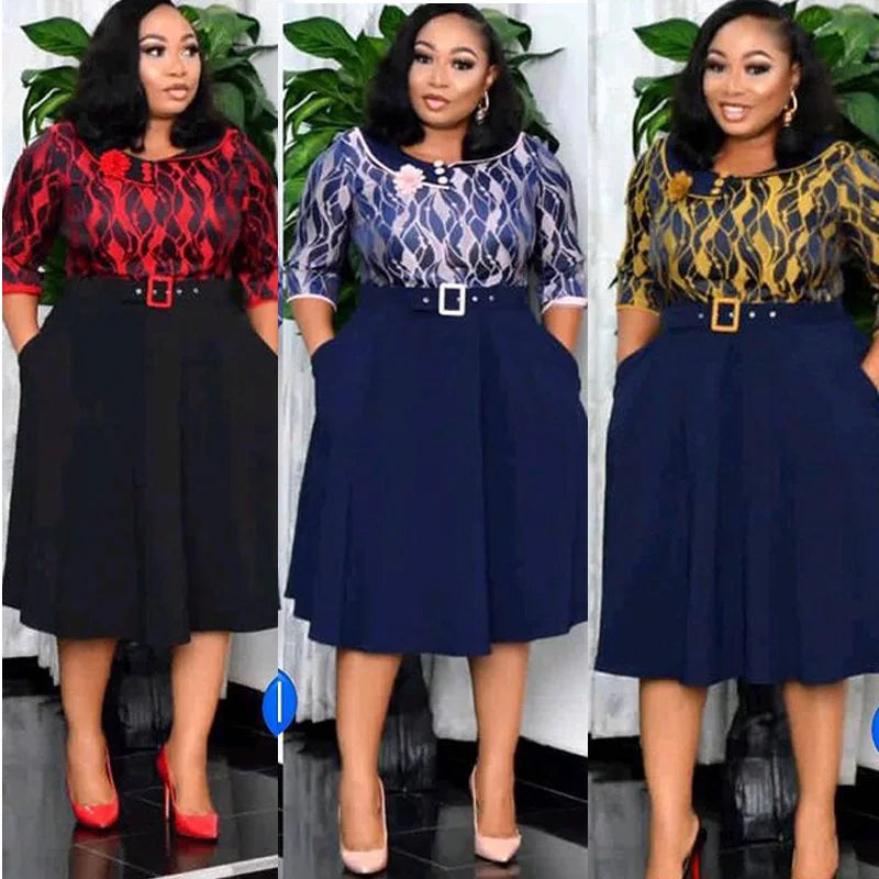 Maxy L-4XL African Dresses for Women Summer African Women Printing Plus Size Dress Africa Clothes for Woman