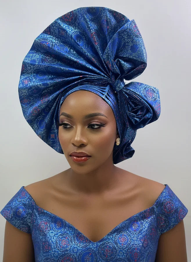 Maxy Head tie Gold Sego Head Wrap Handmade Luxury African Gele Turban, Women’s Party Wedding Head Wear