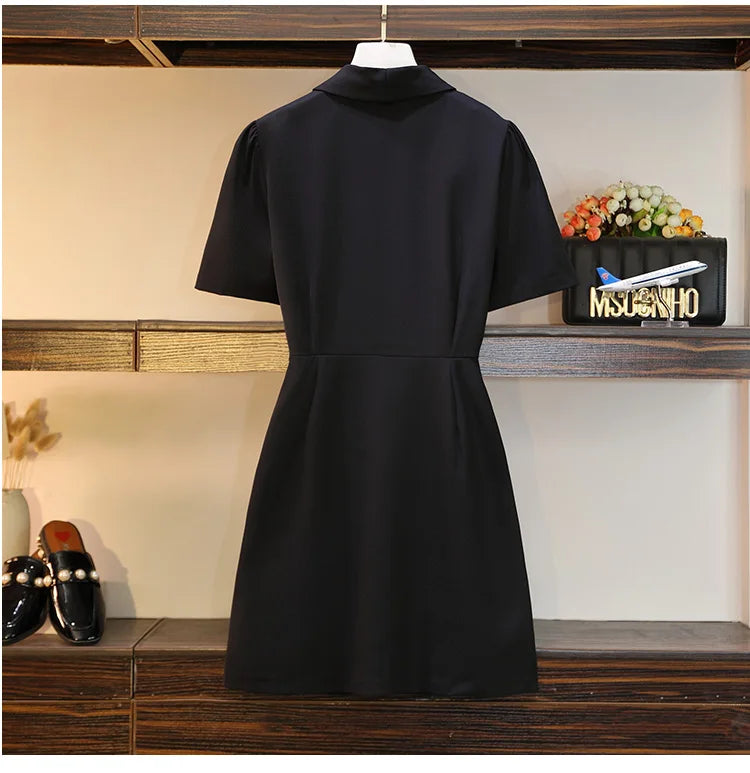 Maxy Women Blazer 2 Piece Suit Mini Dress Top And Shot Pant Two Piece Set Matching Outfit Female Fashion Casual Clothes Plus Size 5XL