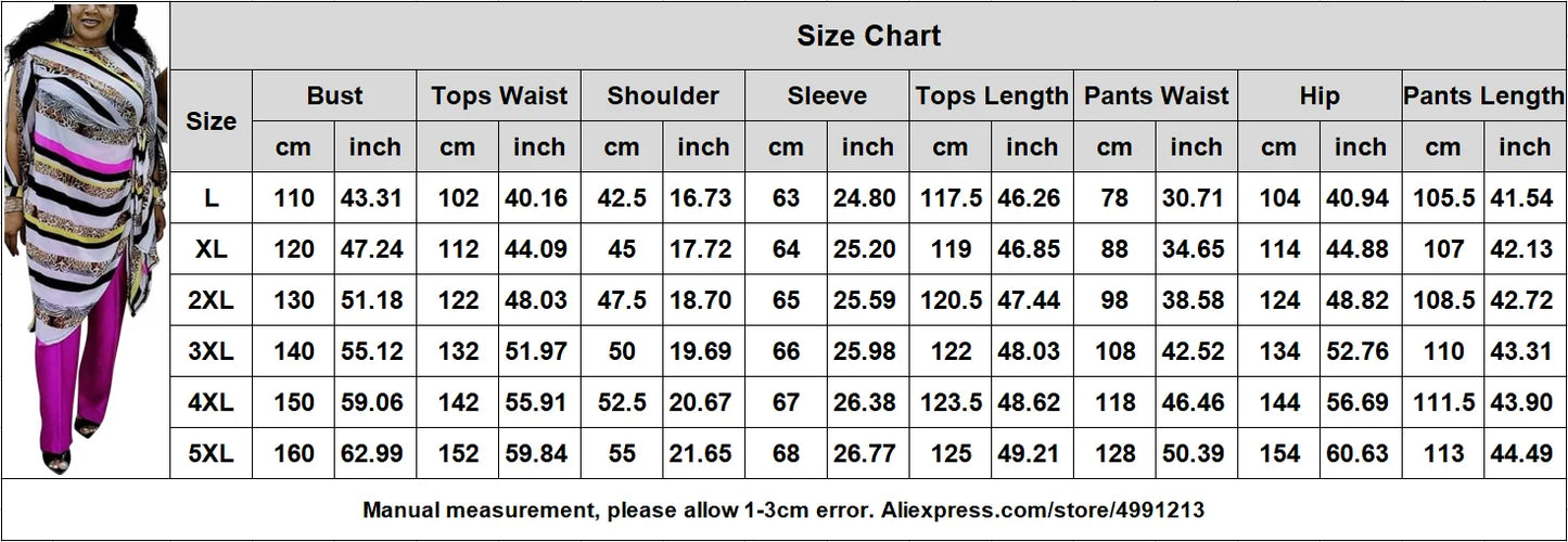 Maxy Two Piece Set Women Tracksuit Fall Clothes African Dresses for Women Party Irregular Tops Pants Suits Outfits Plus Size