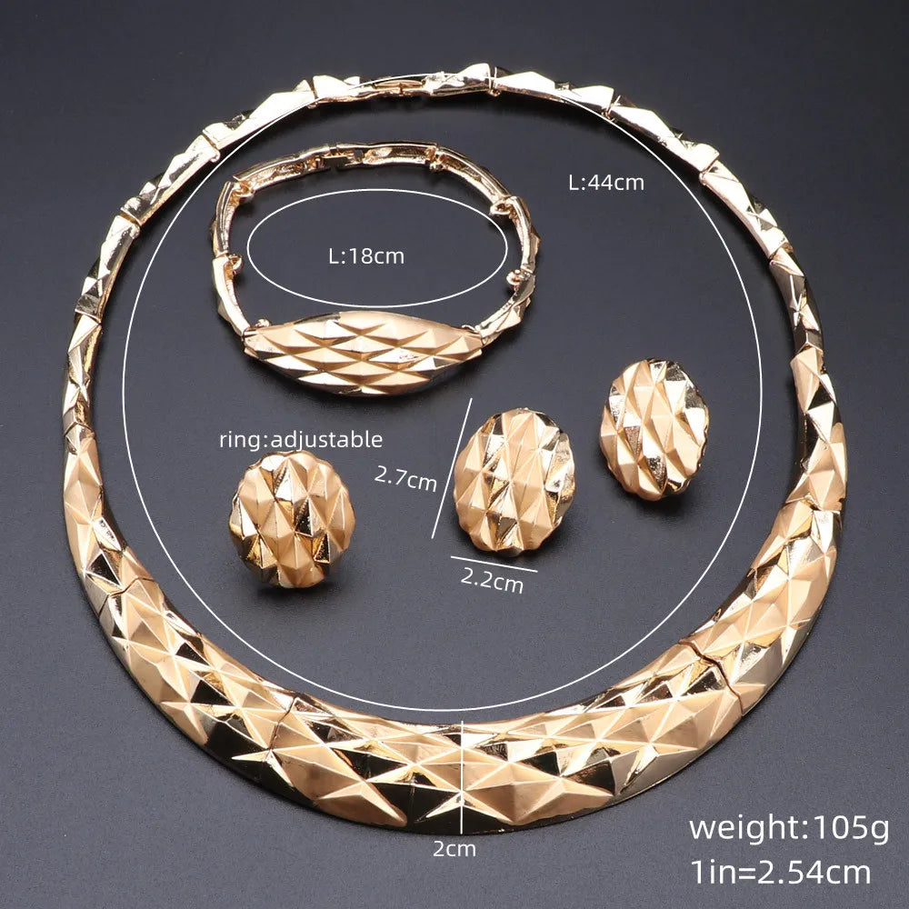 Women Gift African Bridal Wedding Gifts Jewelry Sets Gold Color Jewelry Set Dubai Necklace Bracelet Earrings Ring Sets