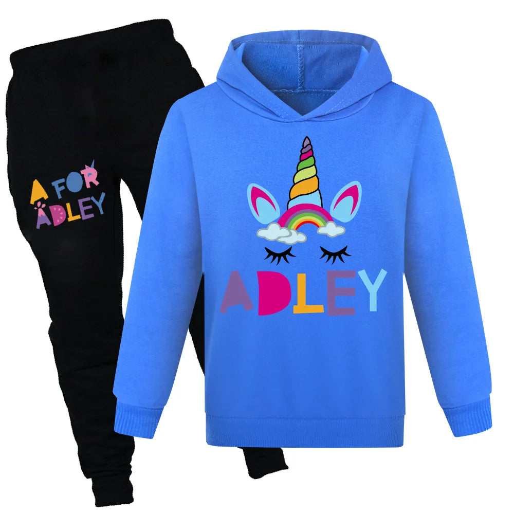 Maxy Children's Clothing A for Adley Girls Boys Clothes Sets Spring Fall Long Sleeve Sweatshirt+Pants Suits Baby 2pcs Girls Set