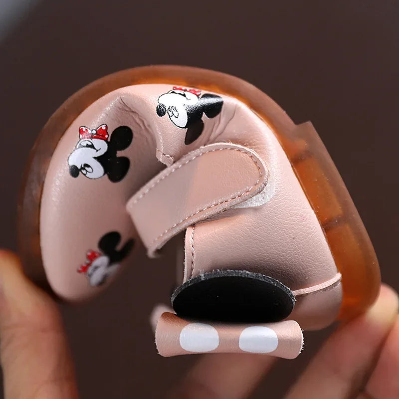 Maxy Disney Mickey Mouse Baby Toddler Shoes Spring Summer children Cartoon Leather Shoes Girls Bow Princess Shoes Cute Sandals