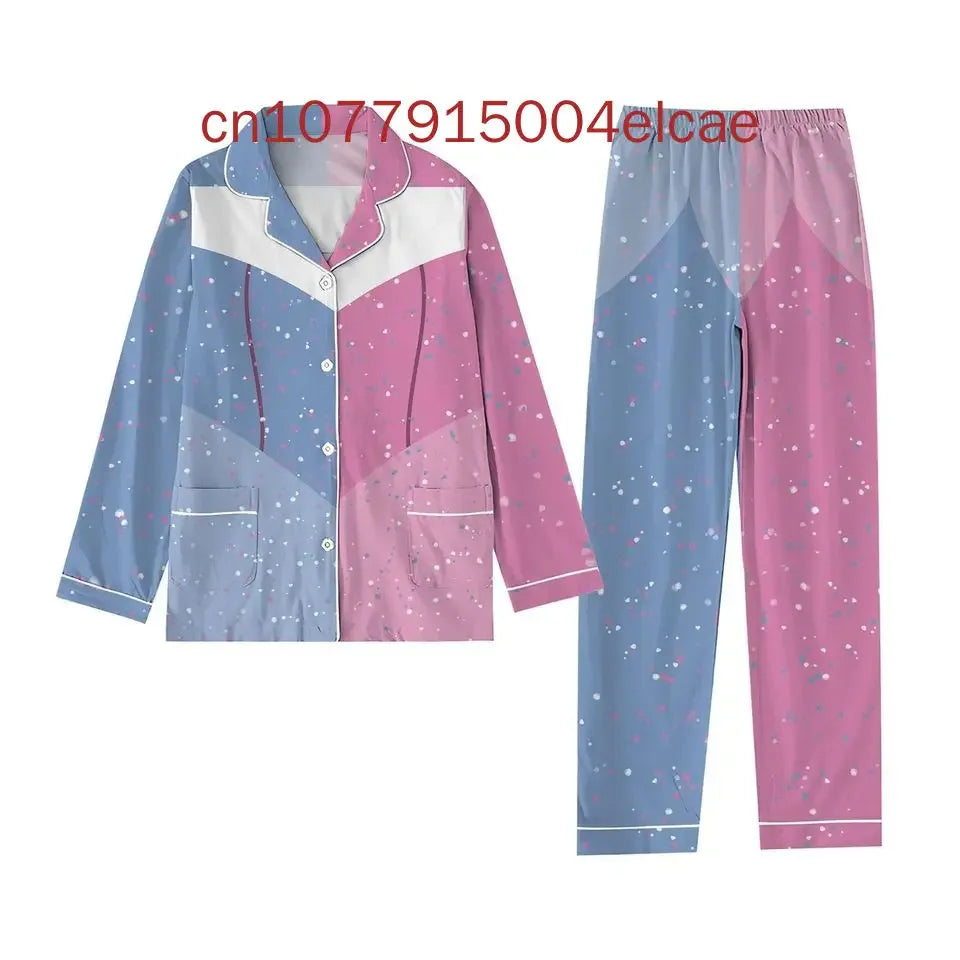 Maxy 2024 New Disney Princess Pajama Set 3D Printed Casual Men's and Women's Long Sleeve Shirt Pajama Set