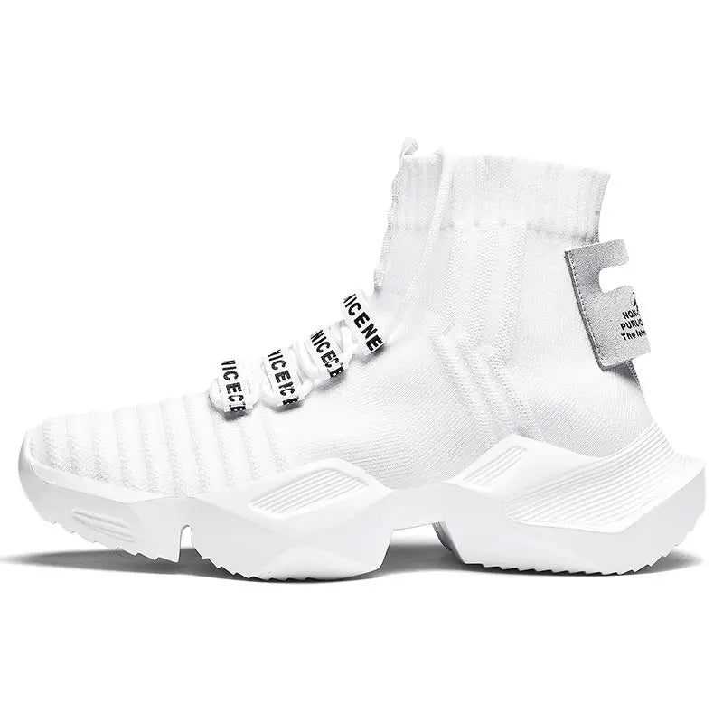 Visco Oversize High Top Platform Sports Shoes Men's Sport Shoes Male Sneakers Socks Mens Running Shoes White Footwear Walking