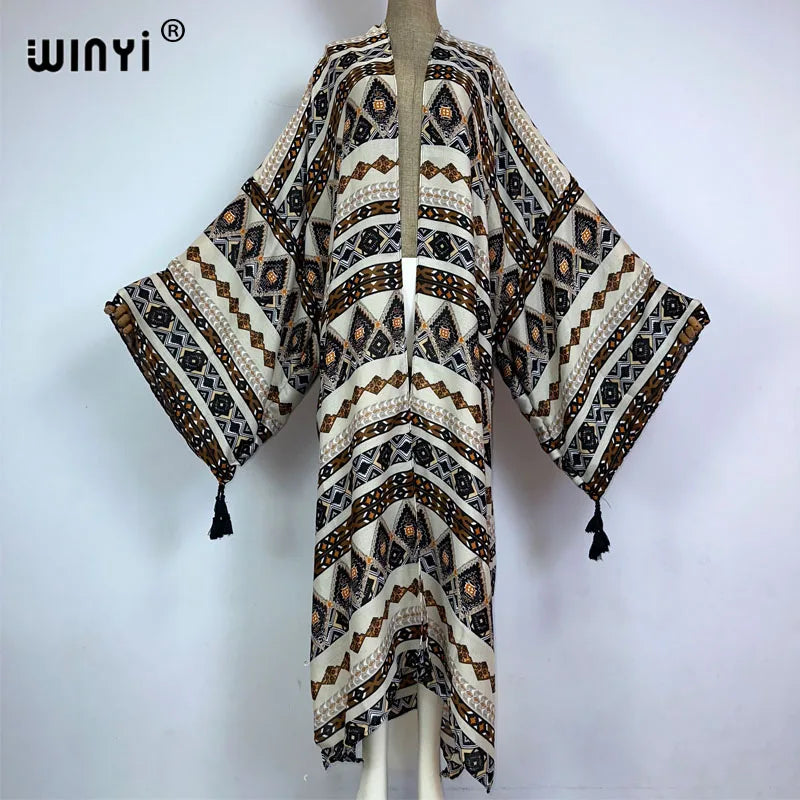 Maxy kimono Africa boho fashion print beach swimwear Elegant Cardigan sexy Holiday maxi beach wear swimsuit evening dress