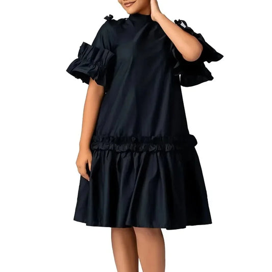 Amay Dresses for Women Elegant Half Sleeve Polyester White Black Red Blue Party Evening Dress Gowns Outfits S-3XL