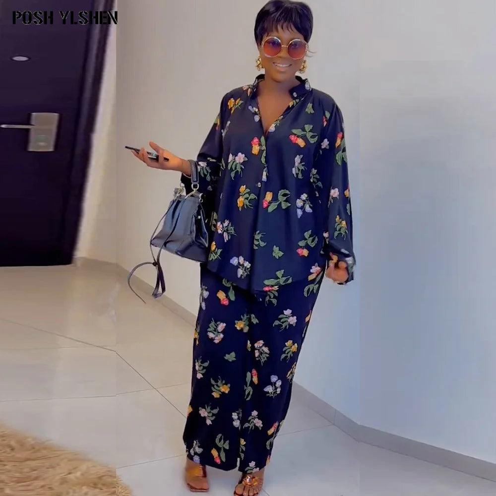 Maxy Two 2 Piece Pant Sets Women Outfit Summer Clothes African Dresses for Women New in Matching Set Sexys Dames Africa Clothing