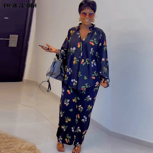 Maxy Two 2 Piece Pant Sets Women Outfit Summer Clothes African Dresses for Women New in Matching Set Sexys Dames Africa Clothing
