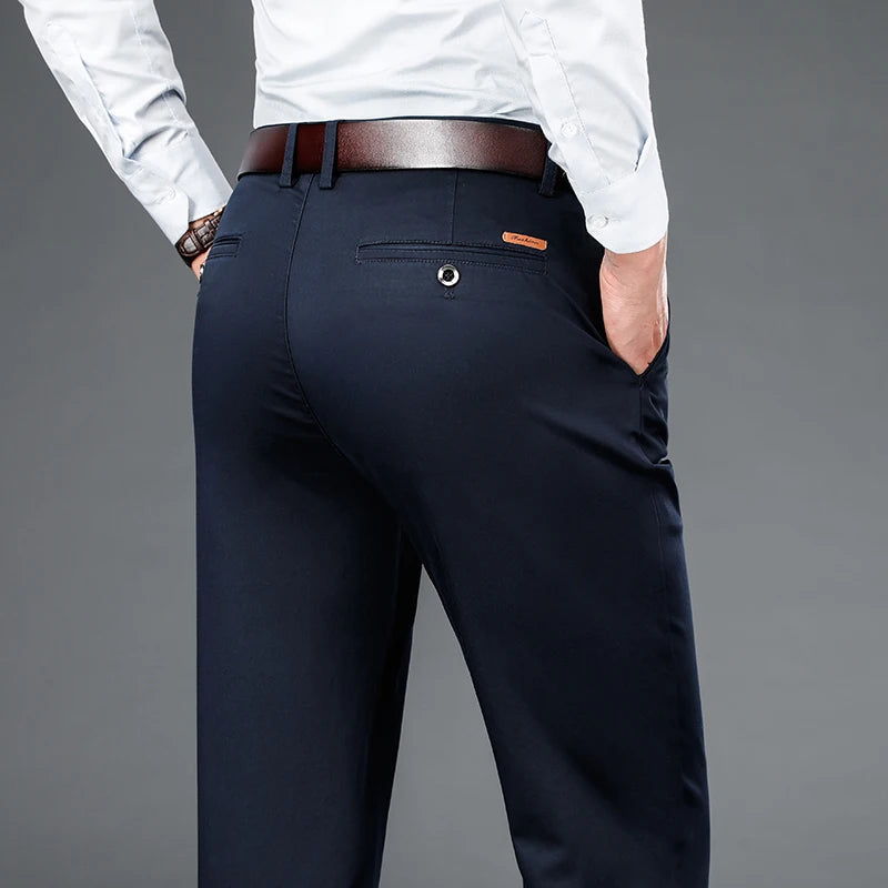 Maxy High Quality Men's Clothing Autumn Winter Office Business Casual Suit Trousers American Elegant Loose Straight Cargo Pants