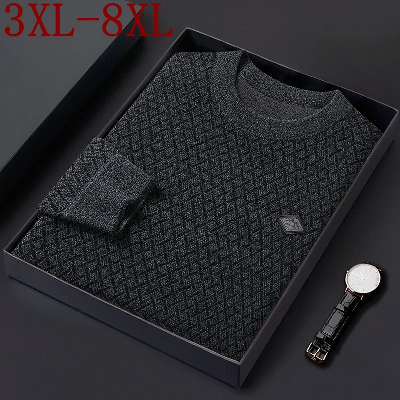 Visco 8XL 7XL 6XL 2024 New Winter Fashion Plus Velvet Sweater Men High End Super Warm Sweaters Man Thick Fleece Mens Christmas Jumper