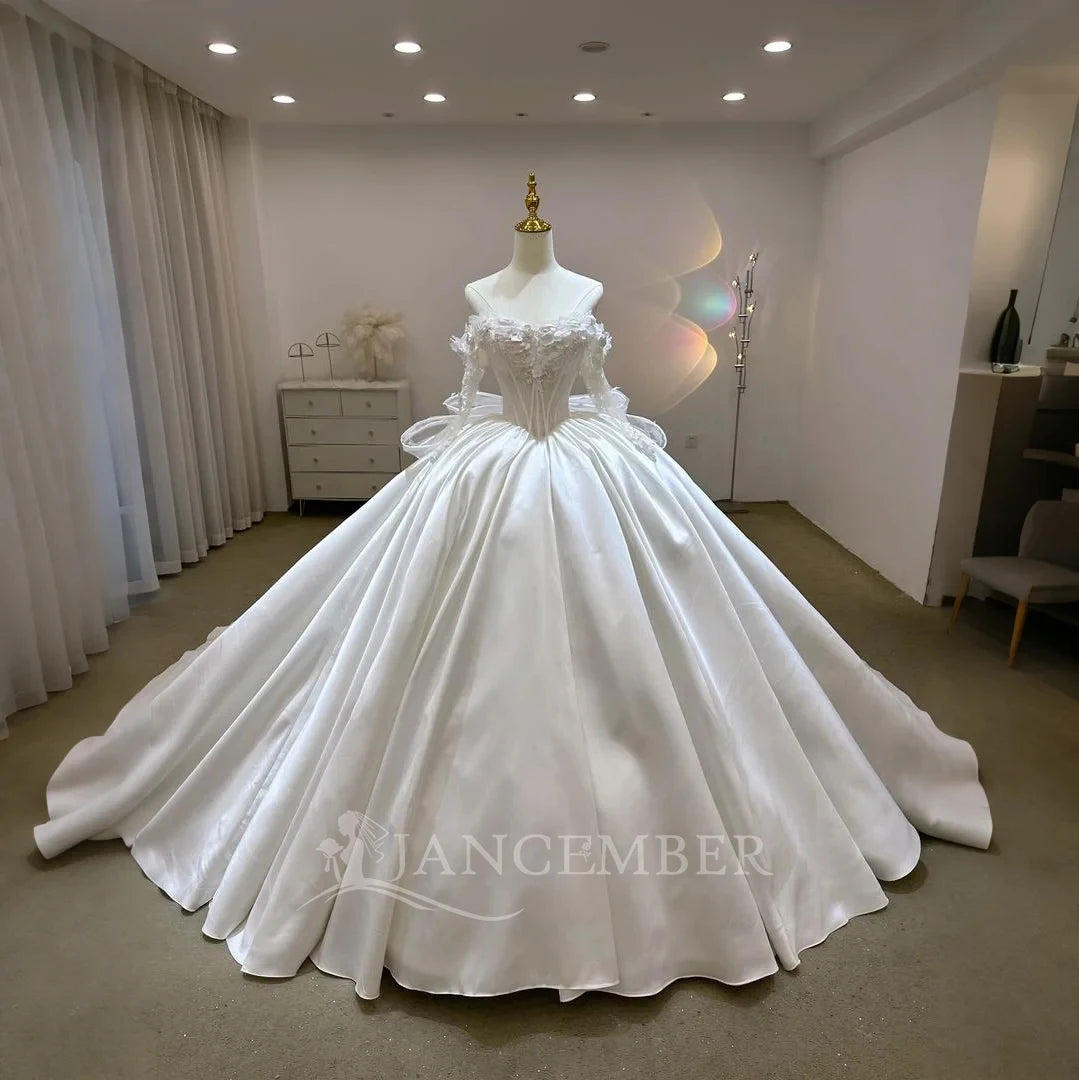 Maxy Appliques Wedding Dresses for Women Bride Romantic Lace Sleeveless Boho Bridal Gown