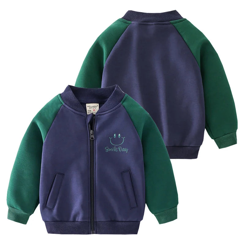 Maxy Fleece Boys Baseball Jacket Thermal Fall Toddler Clothes Quality Winter Children Coat Fashion Outfit Kids Clothes