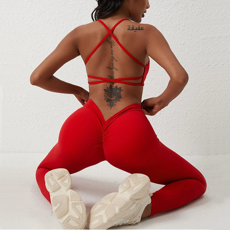 1/2Pcs Sports Set Women Quick-Drying Yoga Suit V Back Scrunch Pants Gym Set Women Tracksuit Running Workout Yoga Clothing XP221