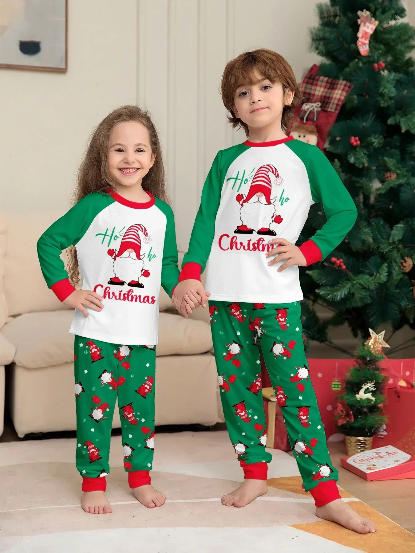 Santa Claus Print Family Matching Outfits Soft Cute Homewear Women Men Boys Girls Christmas Pajamas Set Baby&Dog Romper Pjs