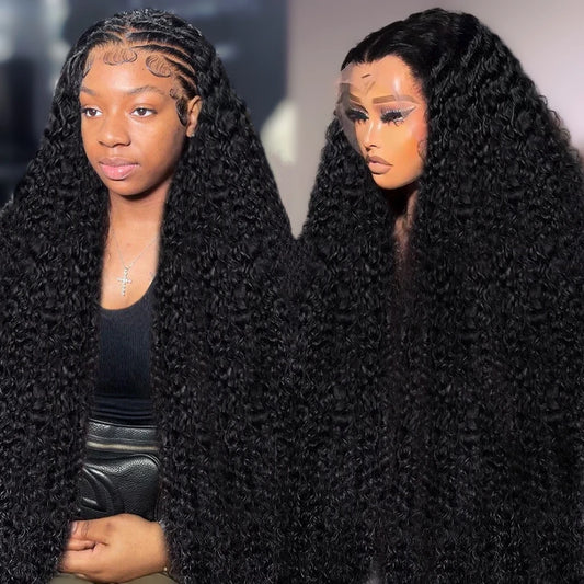 Maxy Natural Deep Wave Long Curly Jet Black Human Hair Wig 13x4 13x6 HD Lace Frontal 7x6 Lace Front Max-lace Hair Wigs For Women