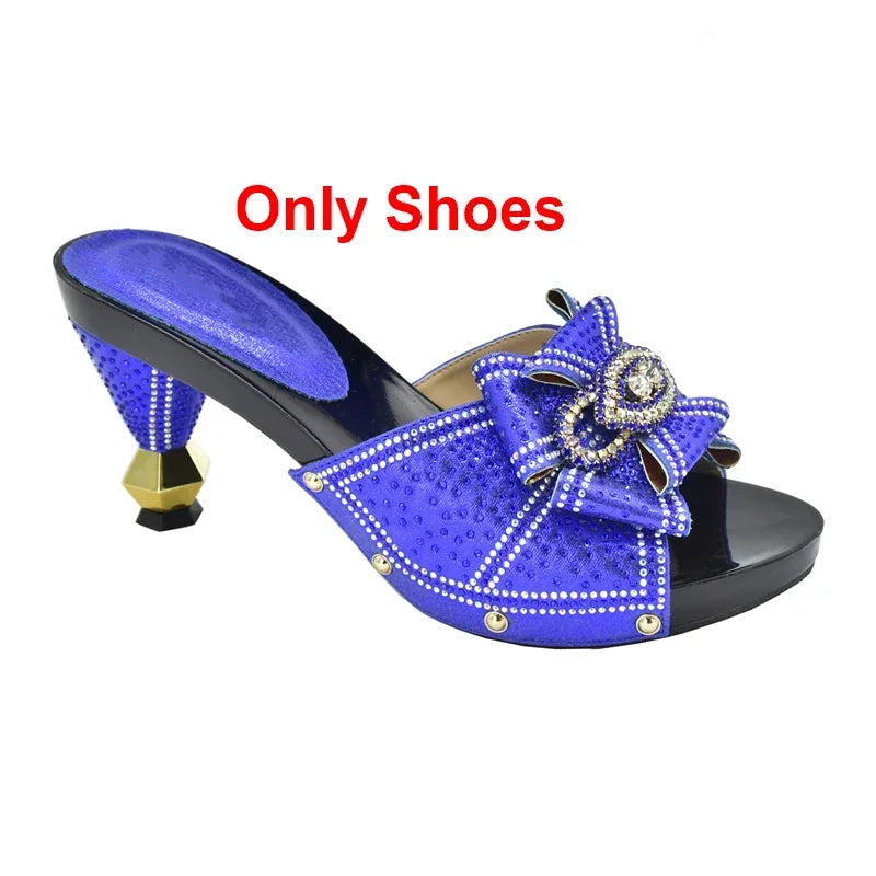 Maxy New Shoes with Matching Bag Set Decorated with Appliques African Shoes and Bags Matching Set Elegant Italian Women Pumps