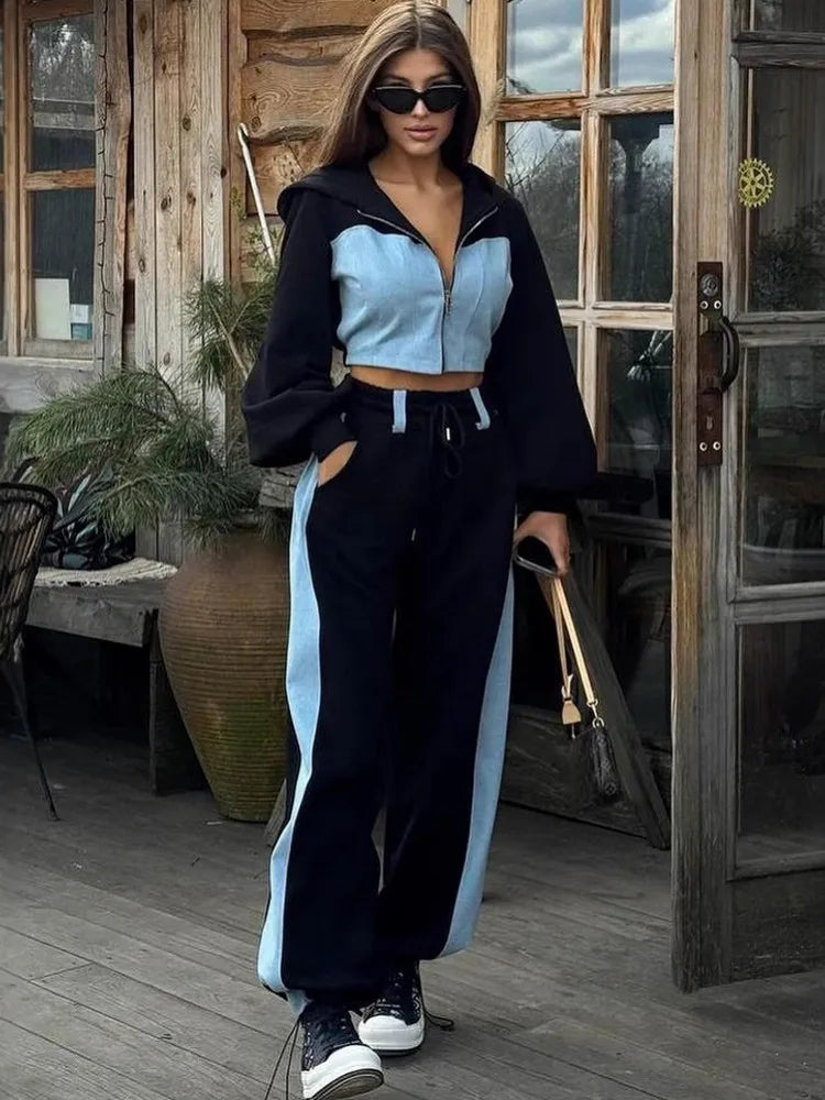 Maxy 2 Piece Women Sets New Arrival Spring Summer Matching Sets Two Pieces Sets Denim Top Jeans Pants Suits Outfits Clothing