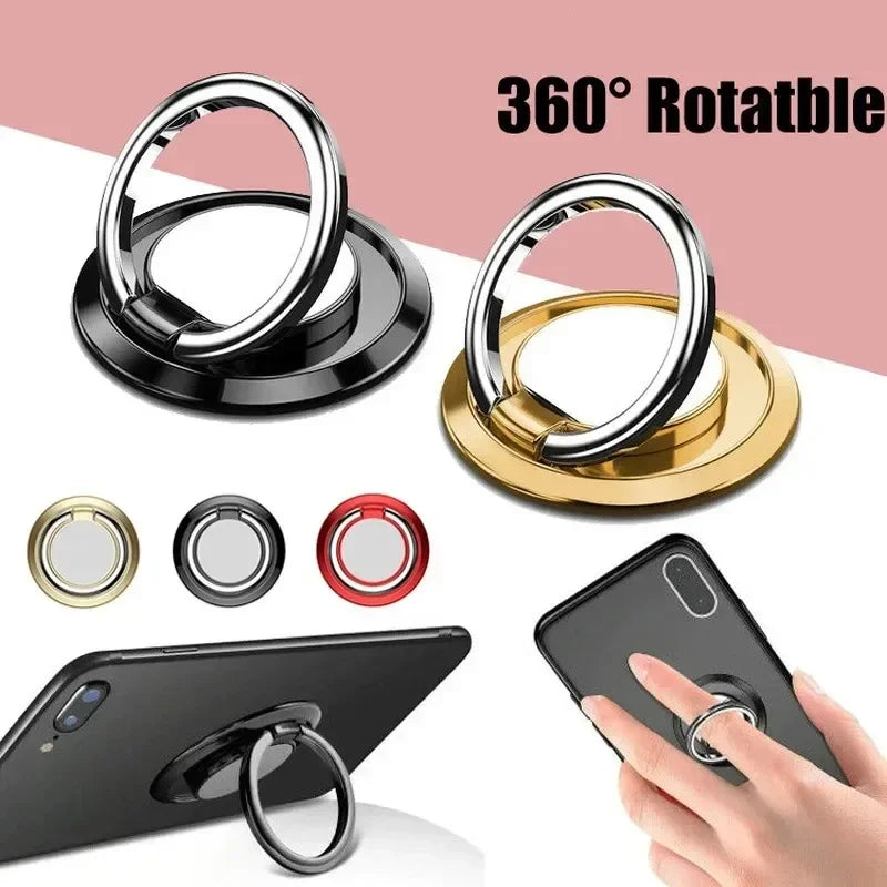 Maxy Mini Finger Ring Holder Stand Grip 360 Rotating For Mobile Phone Car Magnetic Mount Phone Back Sticker Pad Unniversal Bracket