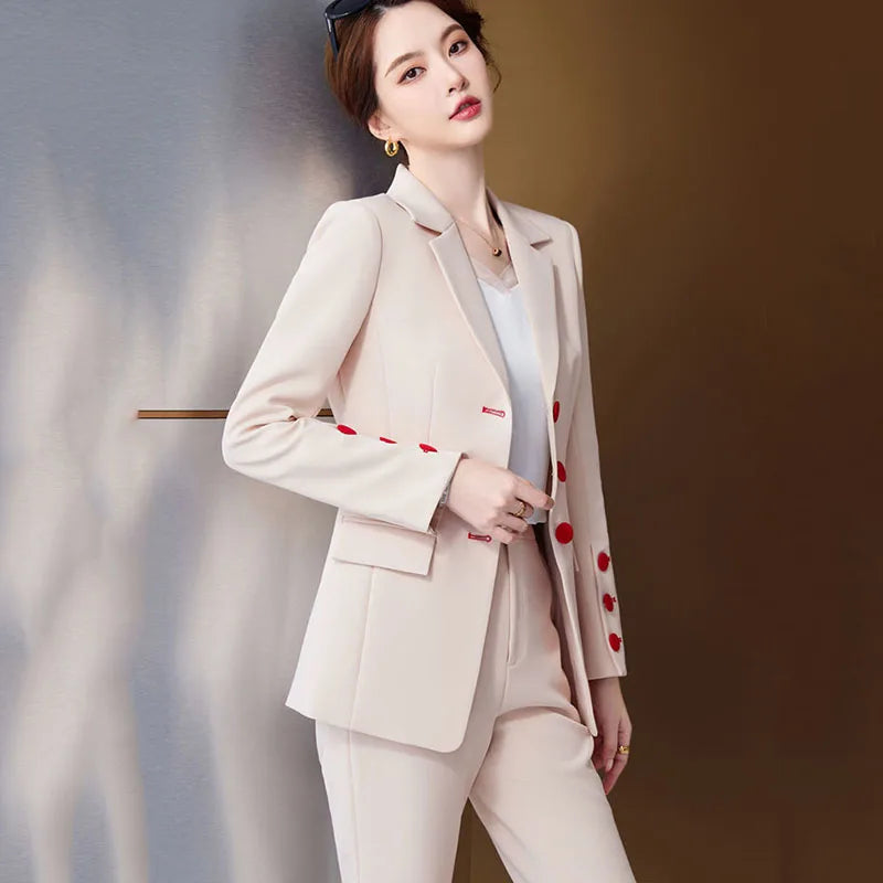 Maxy New Female Suit Jacket Bell Bottoms Two-Piece Suit Autumn Winter Office Women's Clothes Casual Trousers Suits Sets Work Clothes