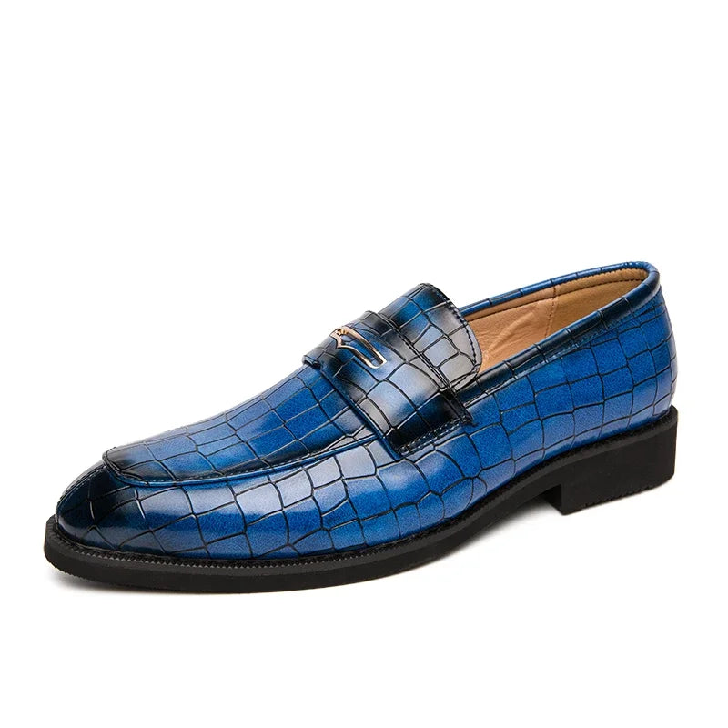 Amay Shoes men leather original Italian classic blue penny loafer shoes red dress shoes wedding shoes men formal flats big size 38-48