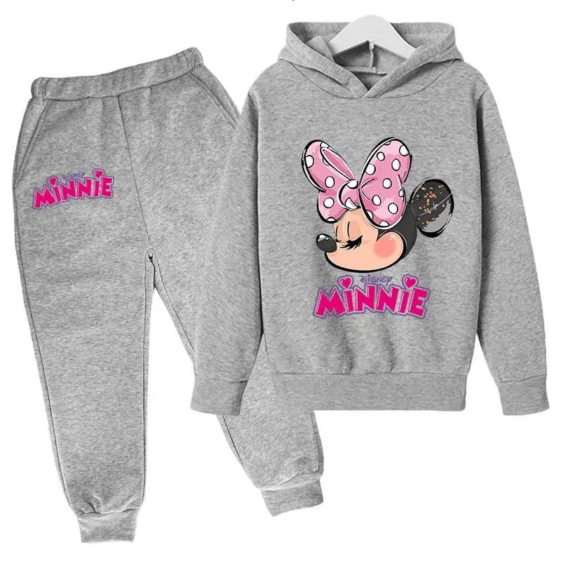 Minnie Mouse Clothes Set For Baby Girls With Autumn Winter Suit Mickey Mouse Toddler Kid Hoodies Set Infant Boy Clothing