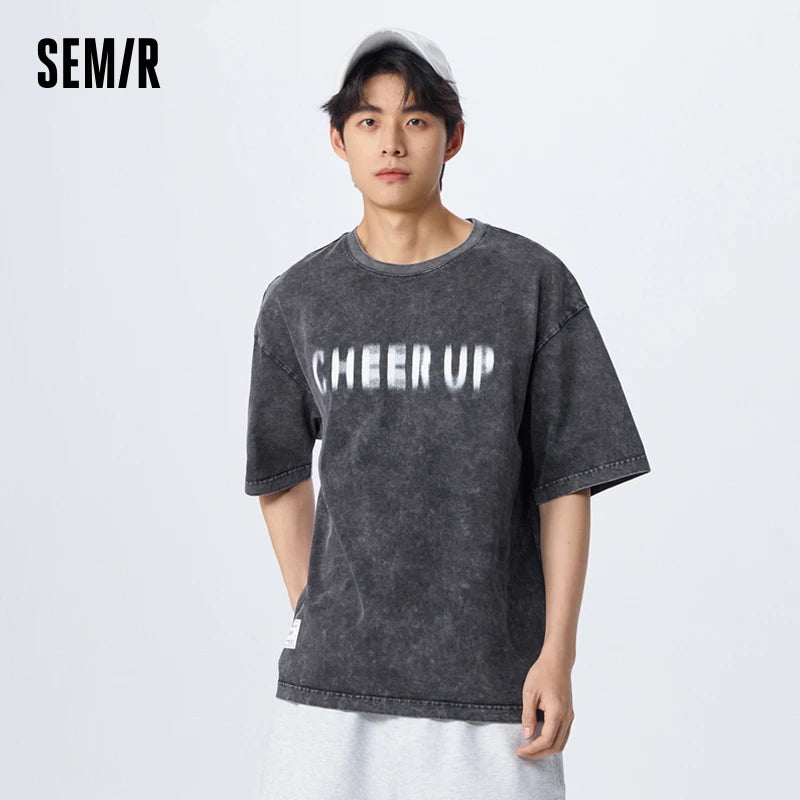 Semir 2023 Men T-shirt Spring New Comfortable Skin-friendly Breathable Top Letter Printing Short-sleeved T-shirt for Men