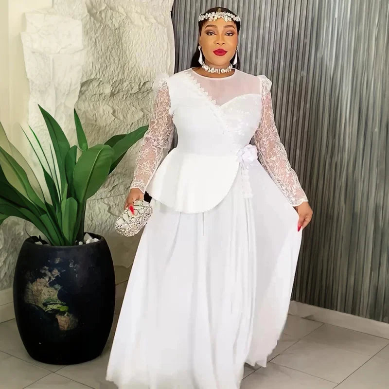 Maxy Plus Size African Party Long Dresses for Women New Dashiki Ankara Sequin Evening Gowns Turkey Outfits Robe Africa Clothing