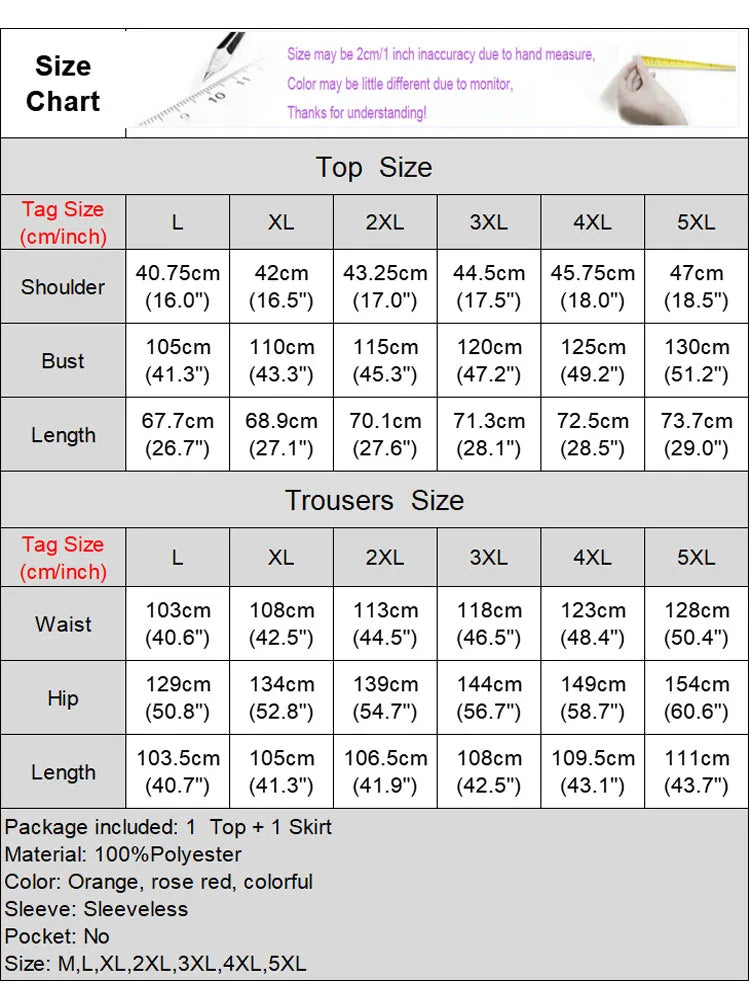 Maxy Plus Size 5XL Skirt Women Dress Sets Summer Sleeveless Tops Printed Sets 2PCS Casual Bohemian Loose Sets