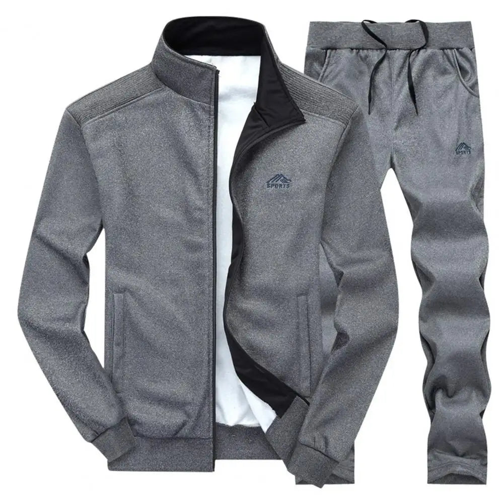 Visco New Men Tracksuit Casual Sets Spring Autumn Men Sportswear Running Sports Suit Jacket+Pant Two Piece Jogger Outfit Set Clothing