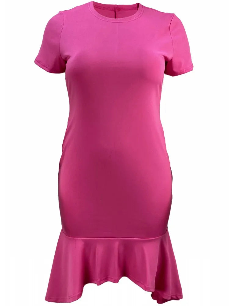 Maxy XL-5XL Plus Size Clothes Dresses Women Robes Summer Autumn Short Sleeve Street Style Casual 3XL 4XL Big Size Midi Dress Oversize