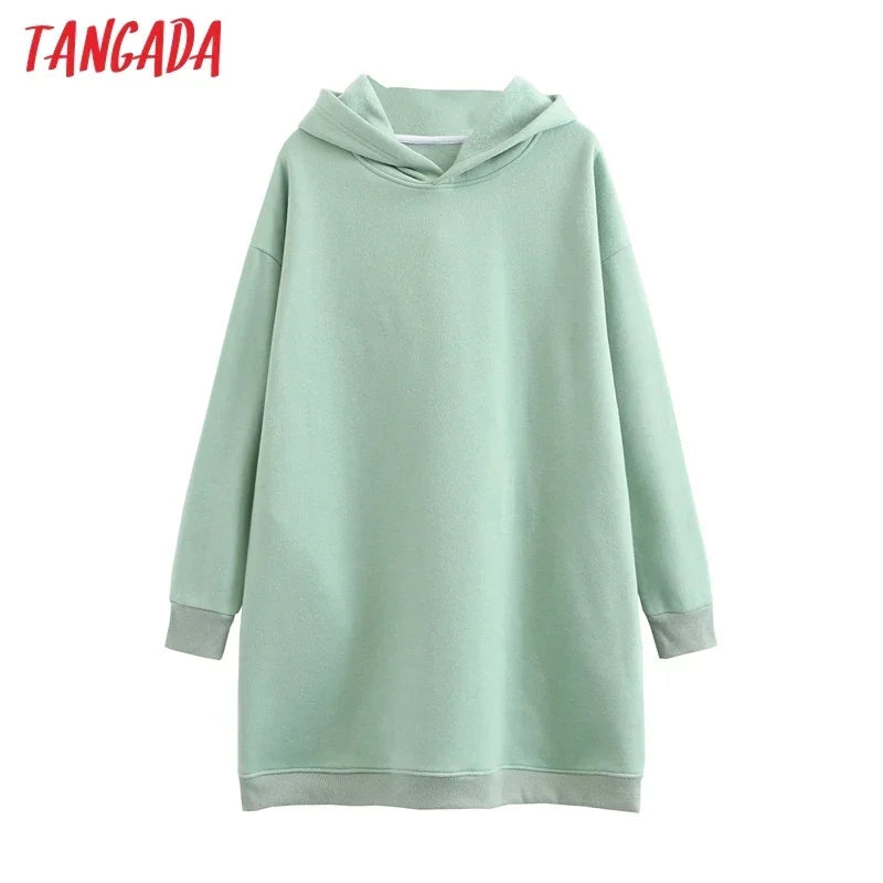 Maxy Tangara Winter Family Set Kids Costume Oversized Top Pocekt Women 100% Cotton Fleece Hoodies Sweatshirt Dress 6L50