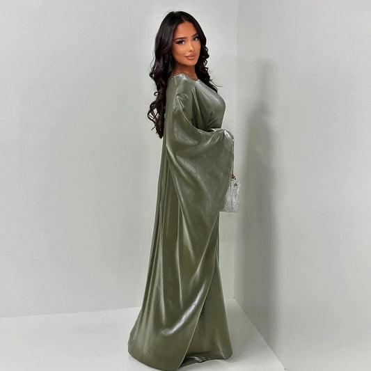 Maxy 20 Colors Shiny Butterfly Abaya Inside Belt Muslim Party Dress Summer Abayas Women Dubai Luxury Turkey Islam Outfit Kaftan Robe